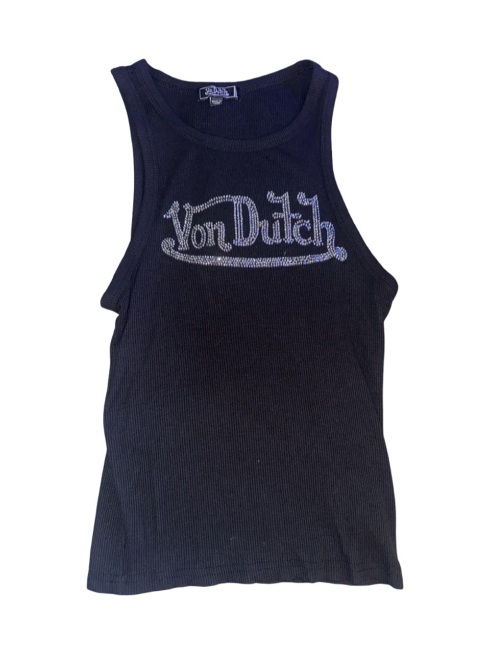 Von Dutch Black Tank with Silver Studded Logo